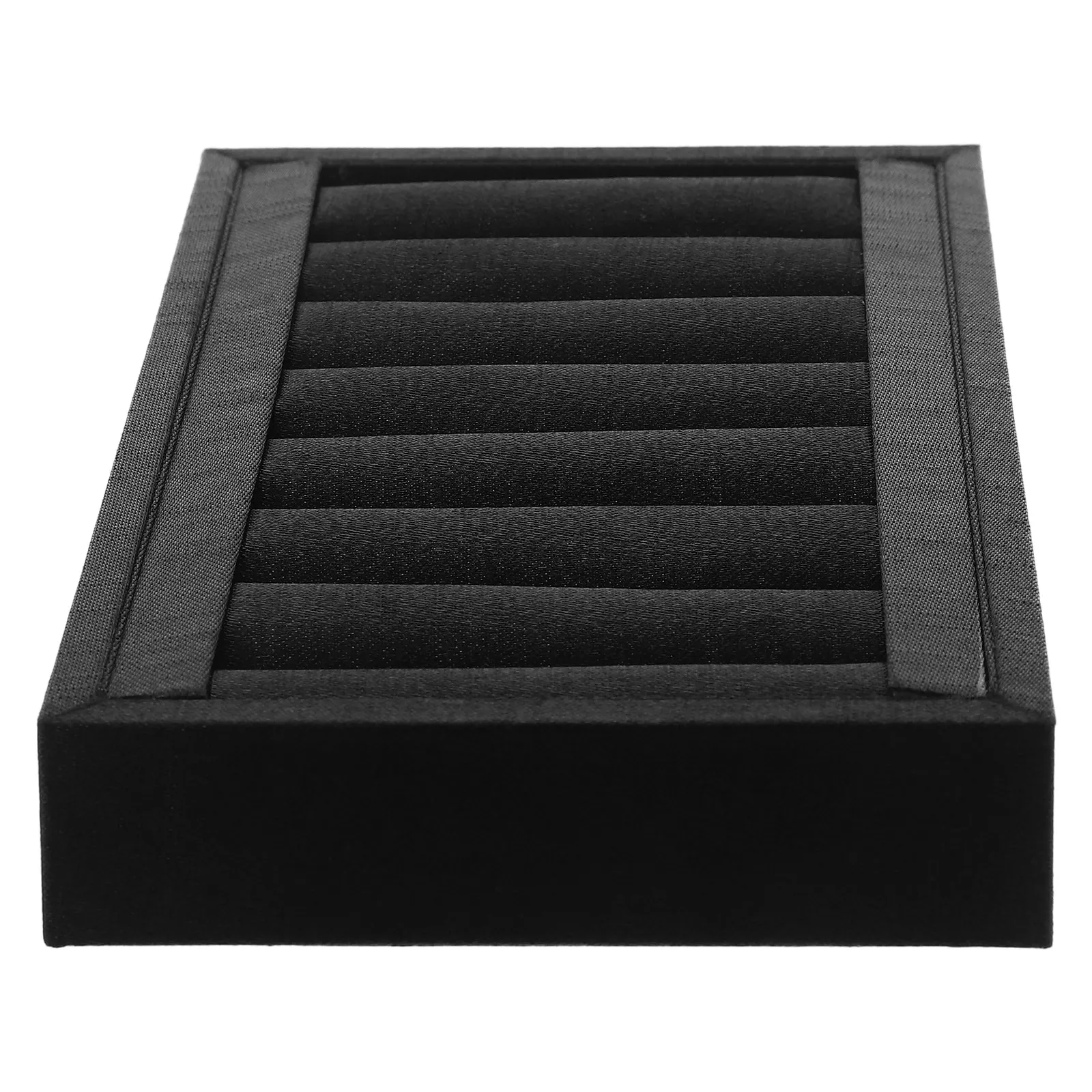 

PU Black Jewelry Ring Display Tray Slotted Stand Organizer Holder Precise Slots Trade Show Jewelry Organizer Showcase Pad