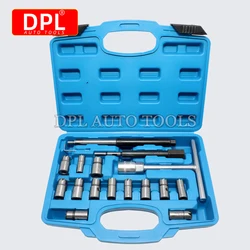 Injektor Entferner 17Pcs Diesel Injektor Sitz & Reiniger Carbon Entferner Sitz Werkzeuge Cutter Fräser Set Universal Auto Werkzeug kit
