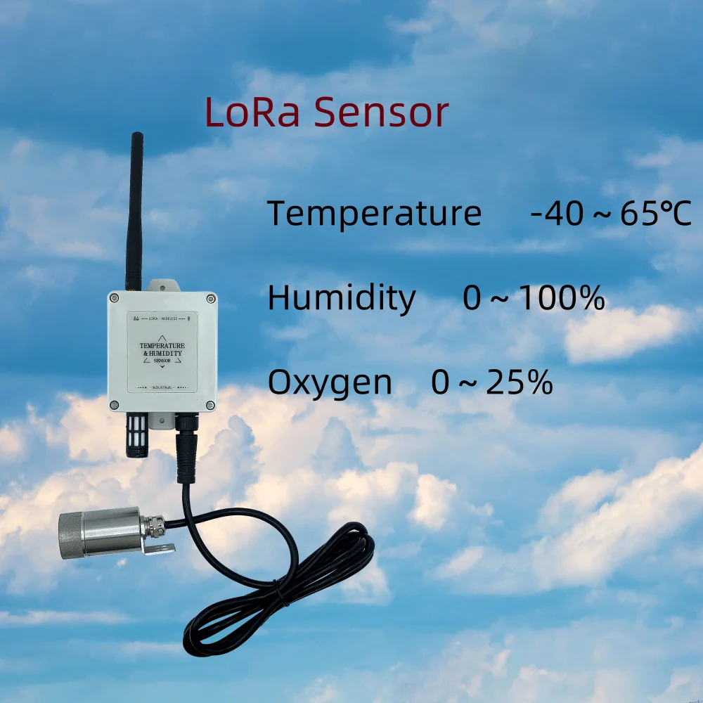 Sensor ambiental LoRa Sensor inalámbrico de temperatura, humedad y oxígeno 3 en 1