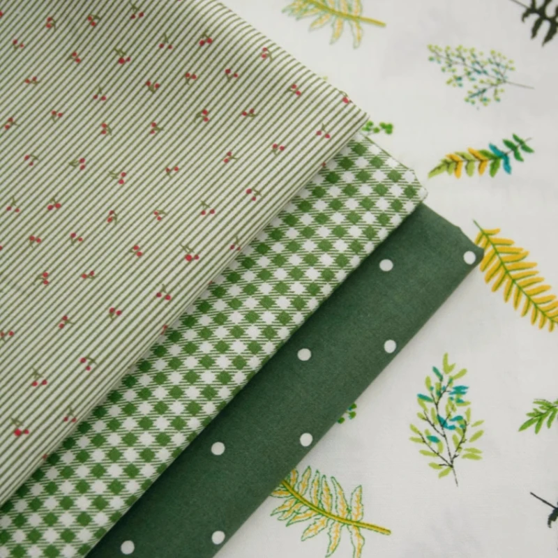 160x50cm Customized Popohouse Fresh Green Olive Leaf Pigeon Pure Cotton Twill Fabric Ins Girl Bedroom Tablecloth Clothing