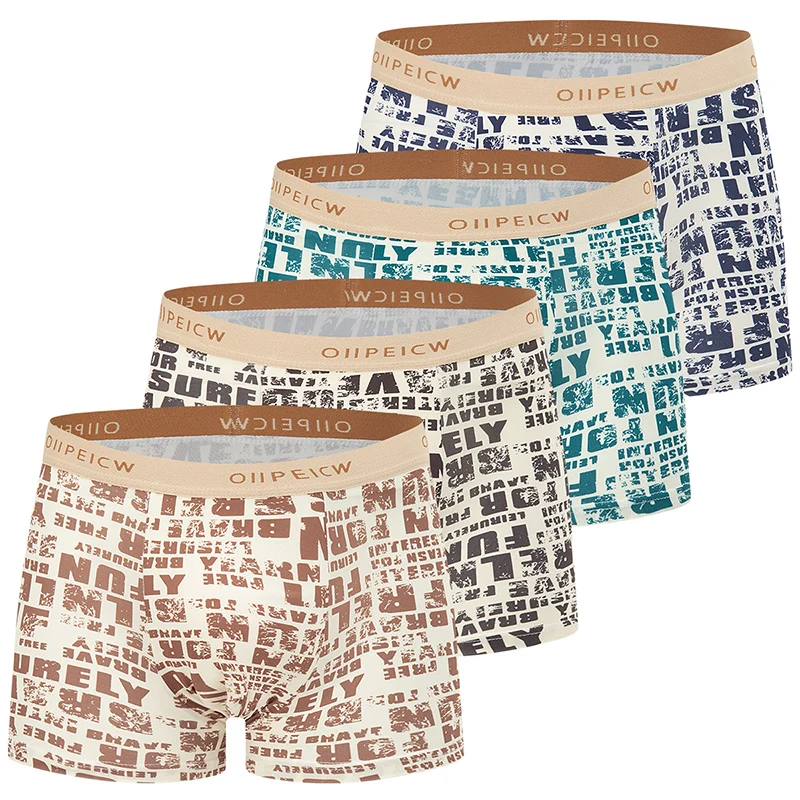 

Комплект из 4 предметов, мужское сезонное модное нижнее белье с принтом, удобные шорты-боксеры, молодежные повседневные спортивные базовые шорты больших размеров