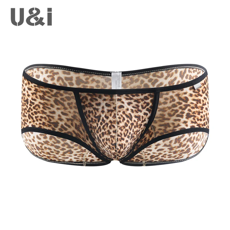 U&I trendy men\'s sexy low waist boxer briefs fashionable trend personality printing nylon breathable bullet separation