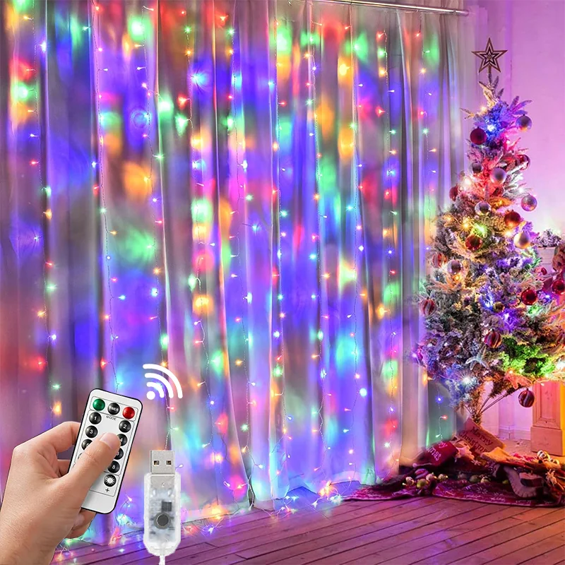 

Сказочные занавески, гирлянды, USB-пульт дистанционного управления, занавесная лампа, светильники для спальни, свадьбы, Рождества, Рамадана, пасхальной вечеринки, декор