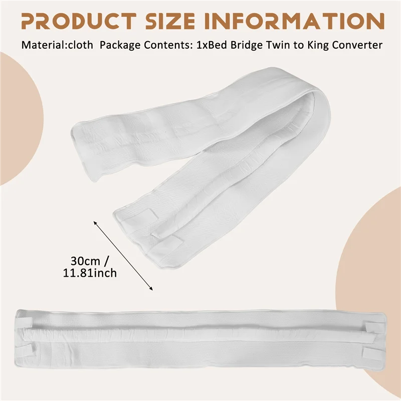 Kit convertidor de puente de cama doble a King, relleno de cama para hacer camas dobles en conector King, conector de cama doble y conector de colchón F