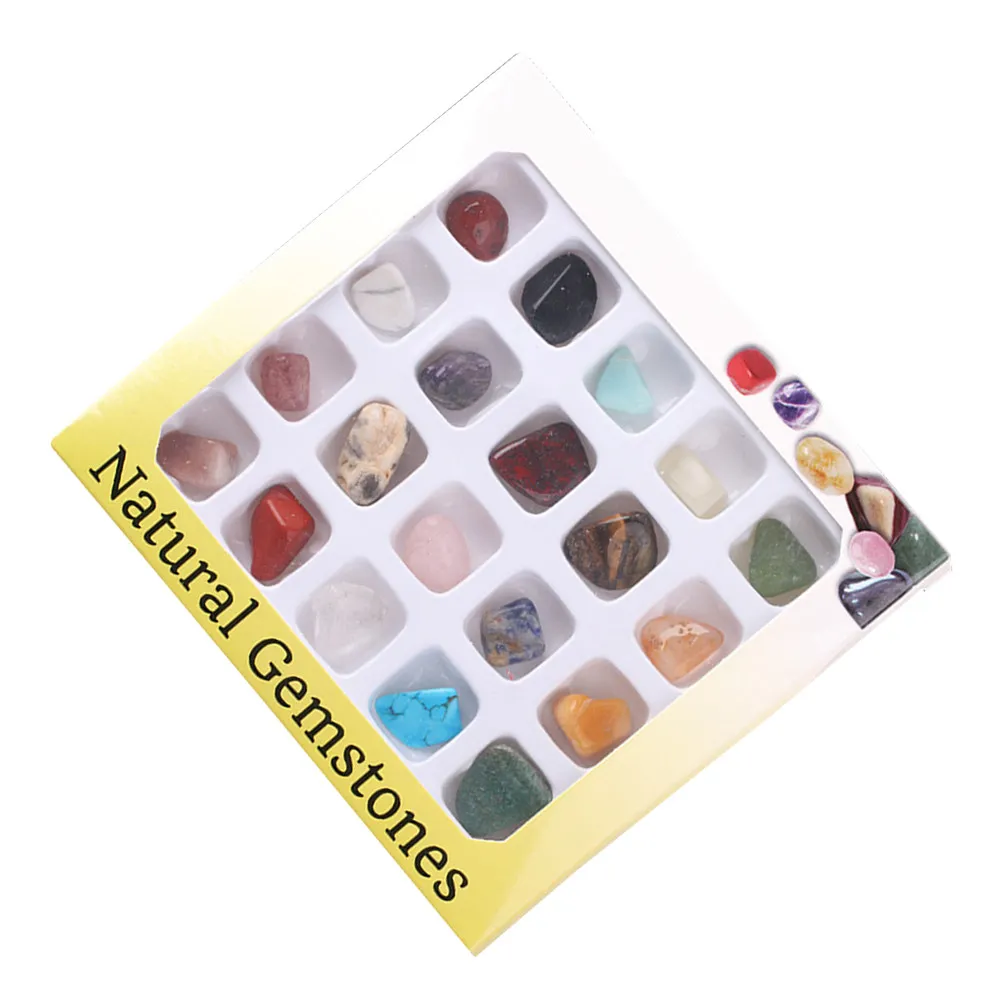 

20pcs Natural Ore Boxed Crafts Polished Crystal Stone Decor For Home Car Room Gift Portable Sweet Interior Ornament Health Care