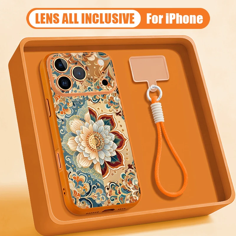 Vintage Totem-Muster Magnetische Handyhülle mit Lanyard für iPhone 17 Pro Max 16 15 14 13 Pro Max für MagSafe Kabelloses Laden PC-Cover