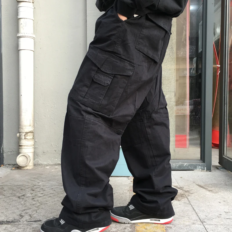 150kg Plus Size Fat Men's Work Cargo Pants Male Loose Multi-pocket Casual Straight Sports Trousers Outdoor Tactical Baggy Pants
