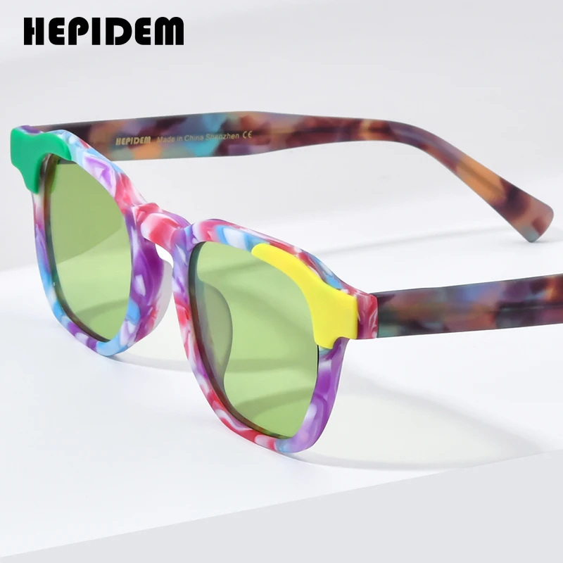 

HEPIDEM Matte Acetate Polarized Sunglasses Men 2023 New Colorful Fashion Design Square Sun Glasses UV400 Women Shades H9284T