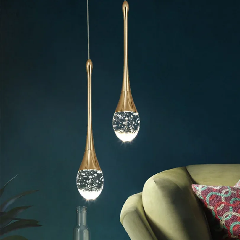 Bubble Crystal Pendant Lights for Bedroom Bedside Hotel Bathroom Hanging Lamp Led Glass Modern Ceiling Chandeliers Double