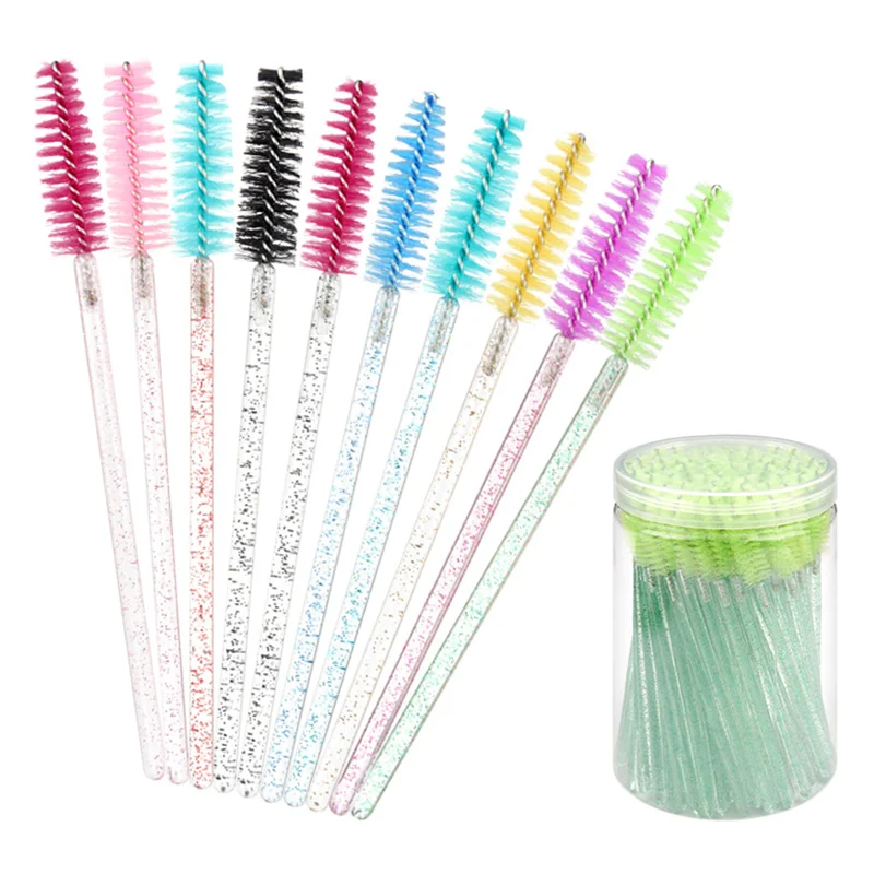 Brosse à cils en cristal de poulet avec étui à d'extraction, baguettes de mascara, applicateur, pinceaux pour les yeux, extension de cils, outils de maquillage, 50 pièces