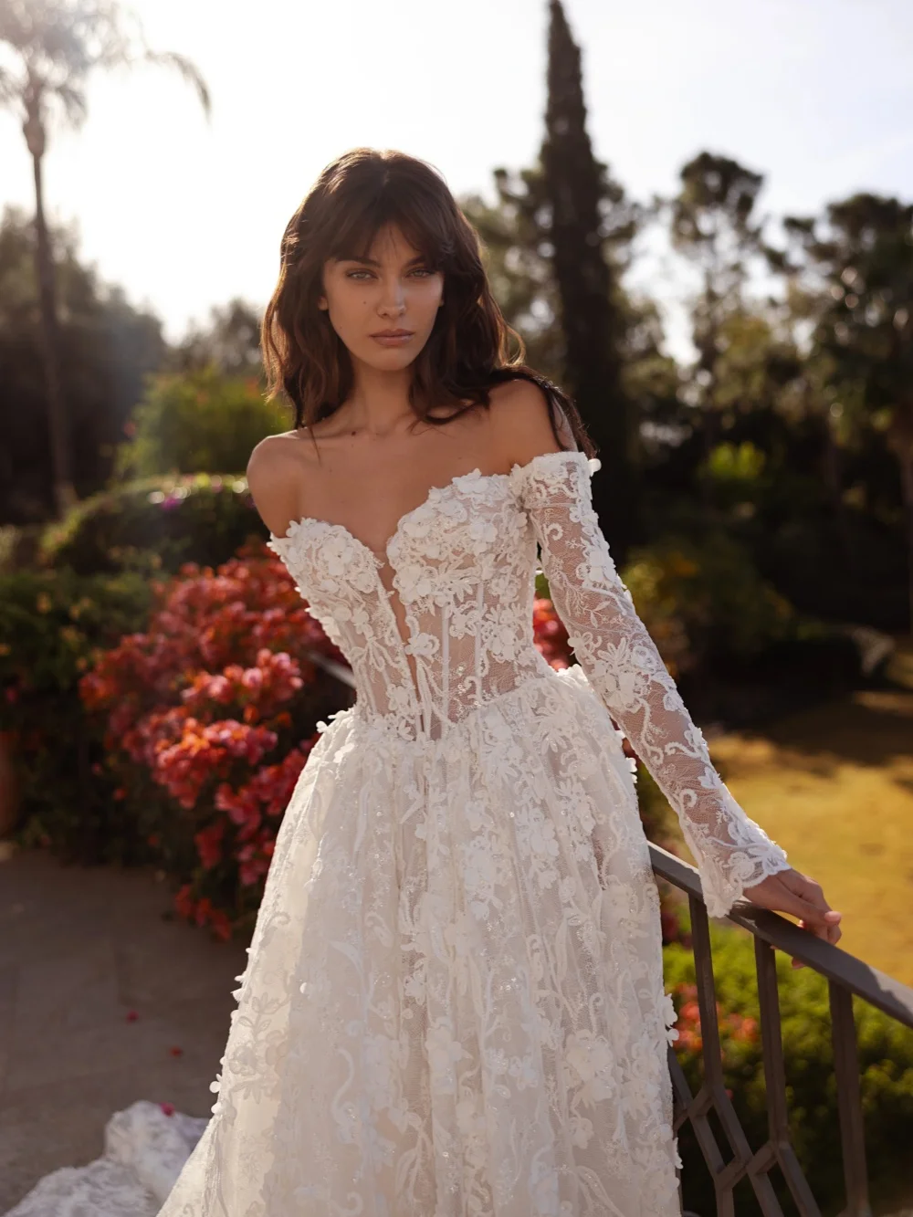 New Arrival Shimmering 3D Floral Wedding Dress Off Shoulder A-line Lace Long Bridal Gown Customized Charming Dresses For Bride