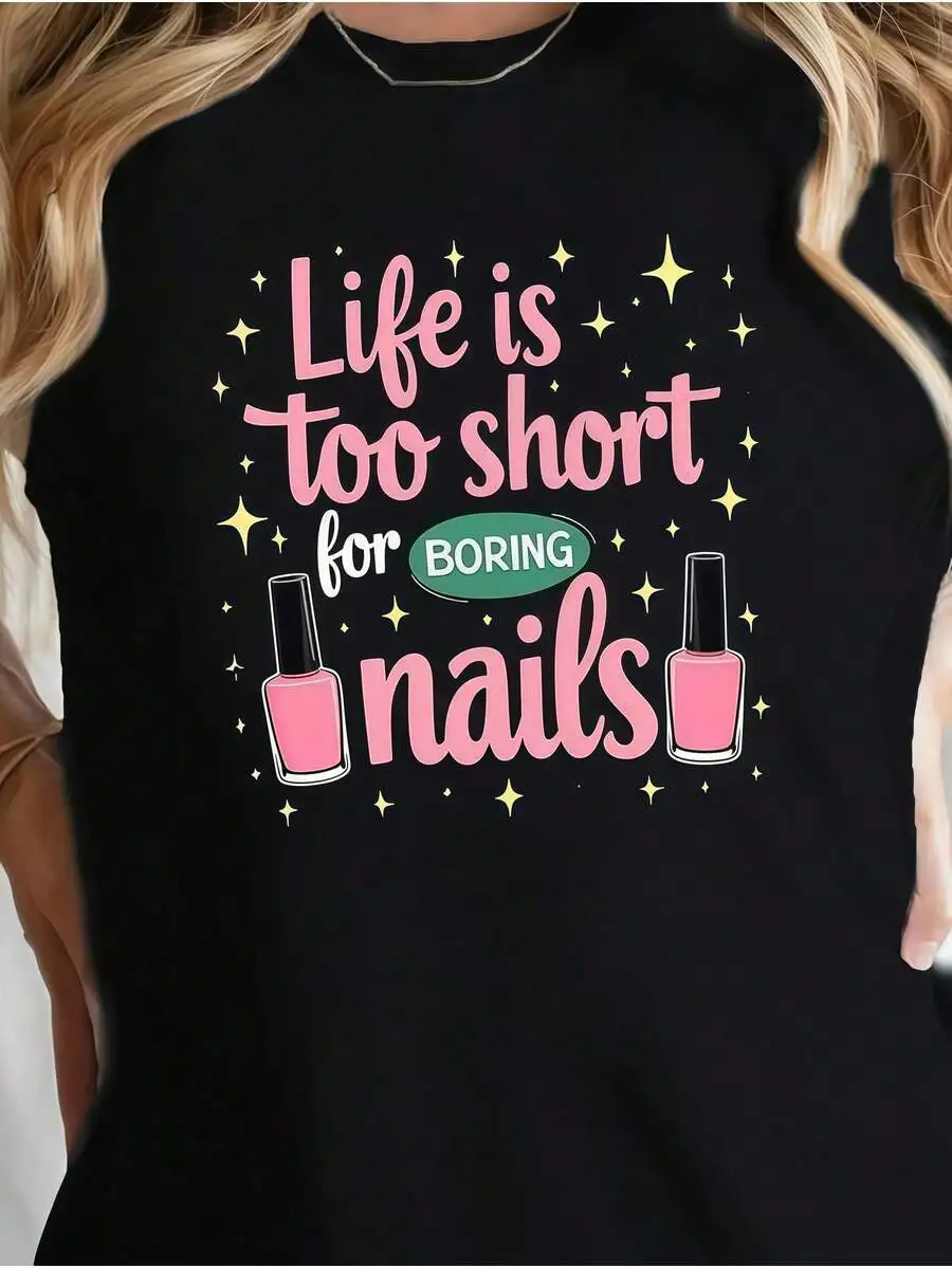 Women Aesthetic Summer Basic Tee Cream Beach Postcard Graphic Print Crew Neck Short Sleeve Lightweight Knit Casual Vacation Daily Top 1Pc