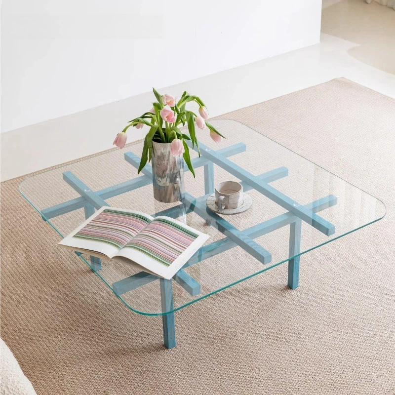 Coffee table tempered glass practical tea table creative Italian high-end home modern simple Internet celebrity art