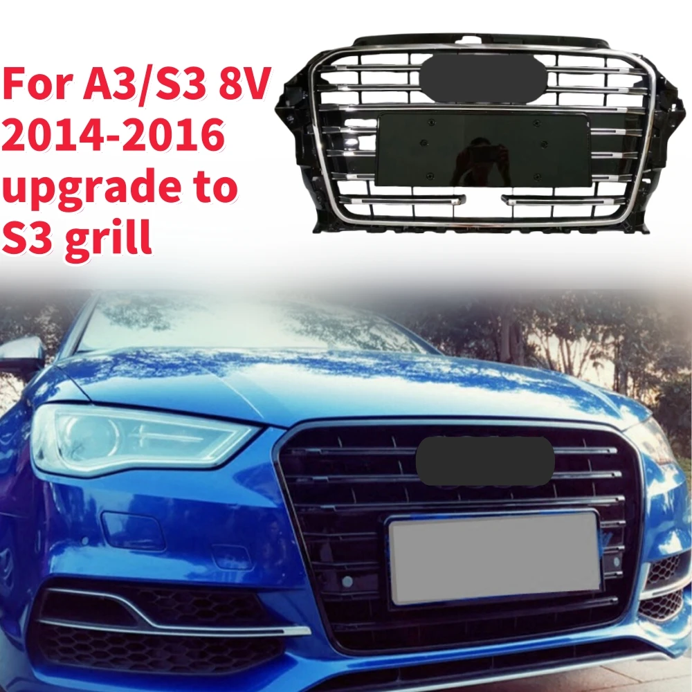 

Racing Grills Front Hood Grille Car Front Bumper Grill Center Grille for S3 Grill for A3/S3 8V 2014-2016 With ACC Cut