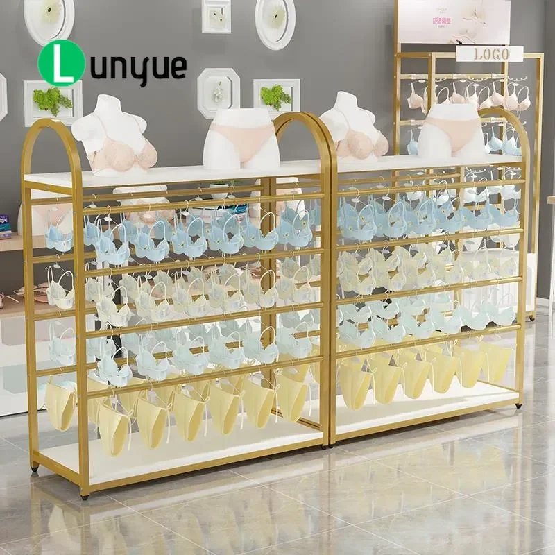 Double Sided Floor to Ceiling Underwear Display Rack Multi Functional Bra Shelf for Store Retail Shop Organization Storage