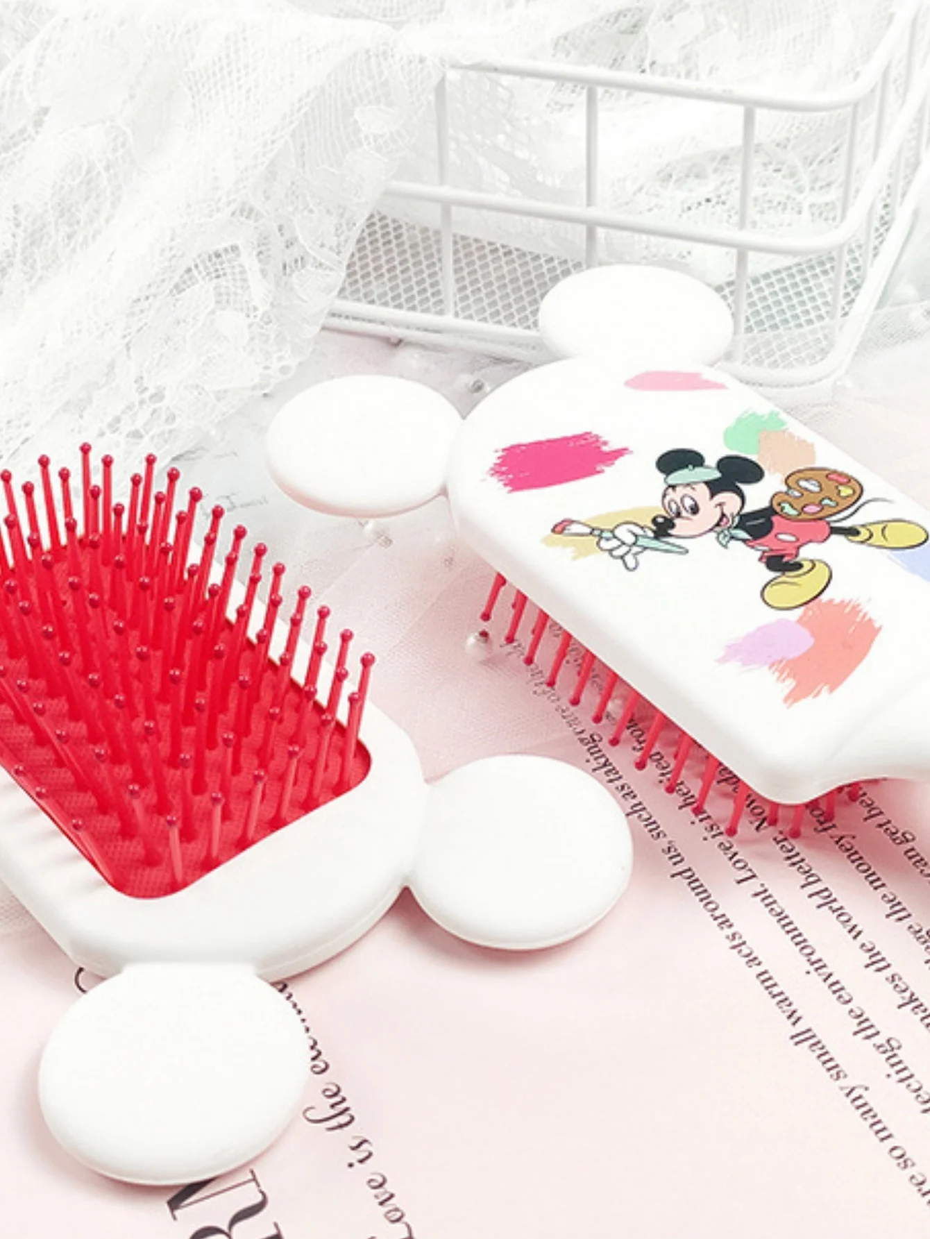 1 unidad de peines de masaje con cojín de Mickey Mouse Minnie, peine de dibujos animados, cepillo para el pelo, herramienta de peluquería, regalos de fiesta