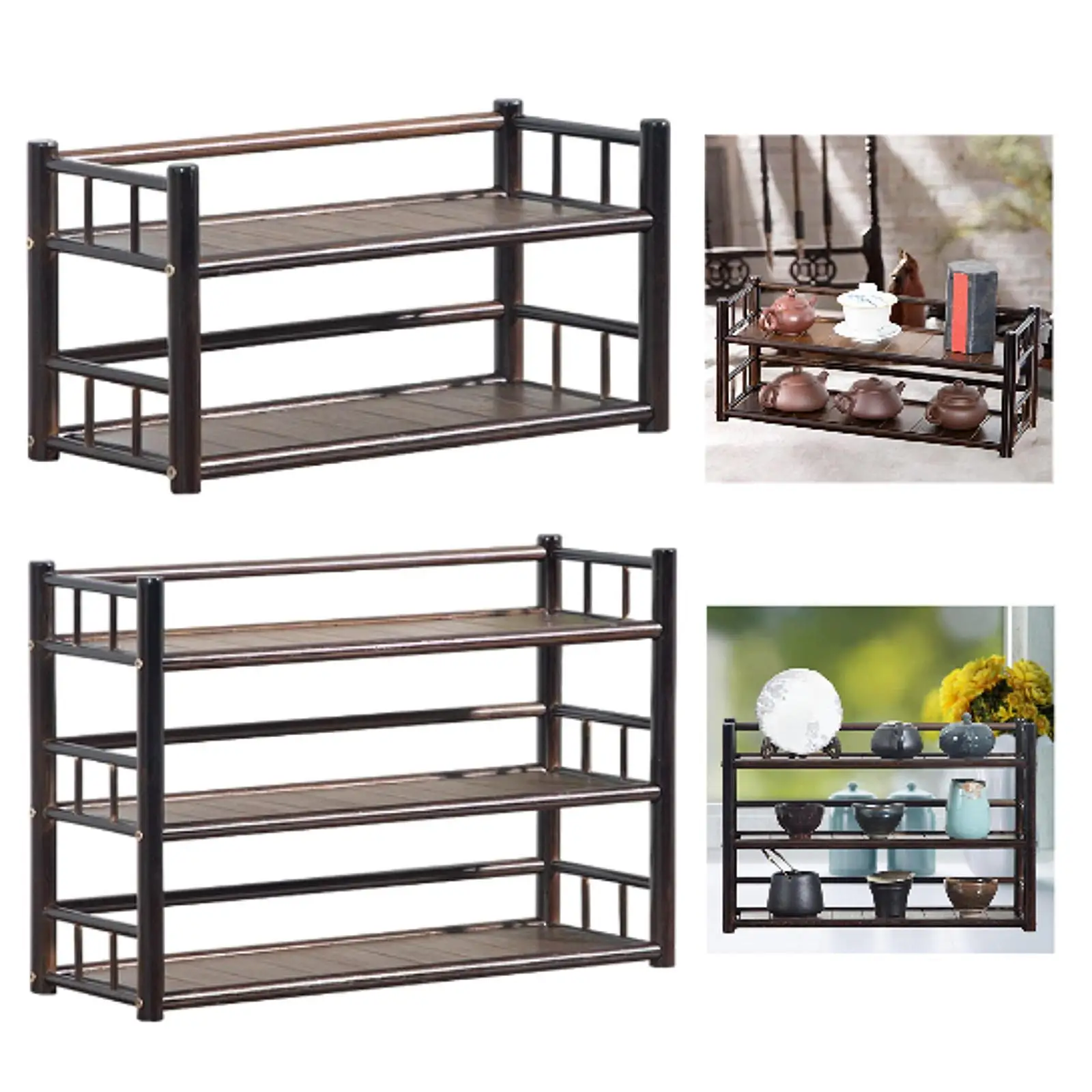 Tabletop Display Rack Shelf Organizer Multilayer Traditional Creative Teatop Holder Stand Spice Rack for Dorm Office Tea Room