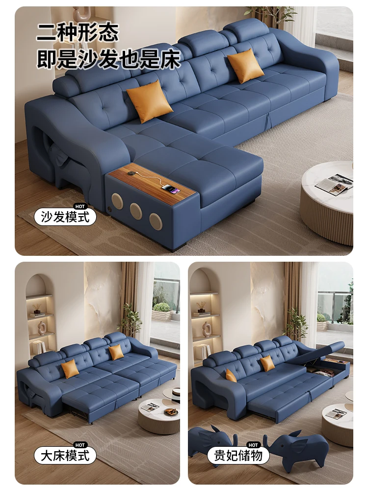 Sofa bed multifunctional foldable dual purpose with rechargeable storage