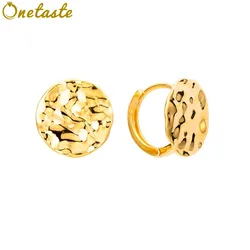 925 Sterling Silver Hammerd Round Earrings For Women 18K Gold Plating Simple Minimalist Disc Convertible Earring 2025 New Gift