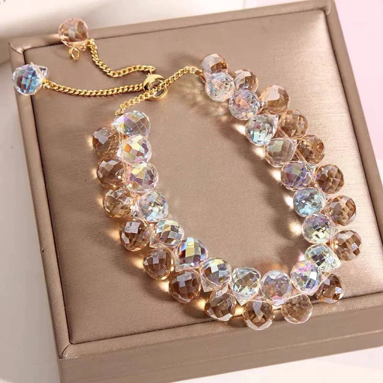 Stylish Multicolored Artificial Crystal Bracelet Fashion Shiny Handmade Charm Stone Beads Bracelet for Women Jewelry Accessories image 3
