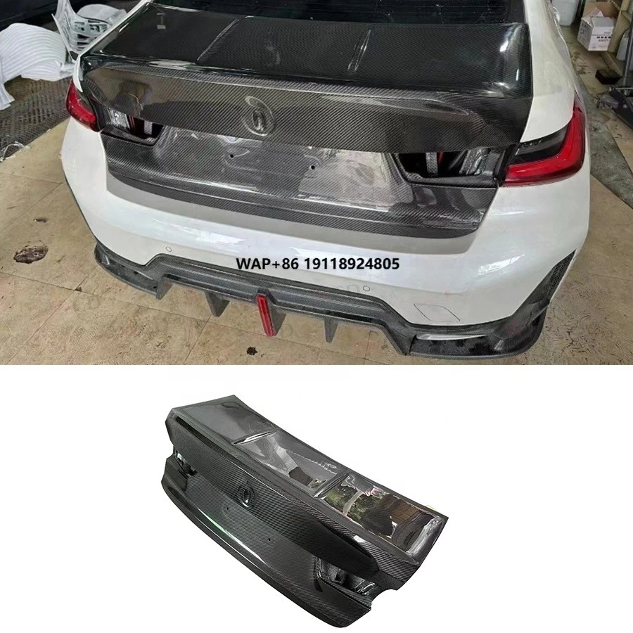 

Carbon Fiber Rear Trunk Lid for G20 G28 330i M340i M Sport Sedan 2019-2021 CSL Style Rear Trunk Ducktail Lid Cover Bodykit