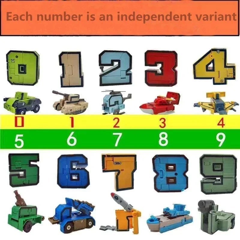 Educational Blocks Action Figure Transformation Number Robot Deformation Robot Toy For Children 1Pcs Creative Blocks Assembling