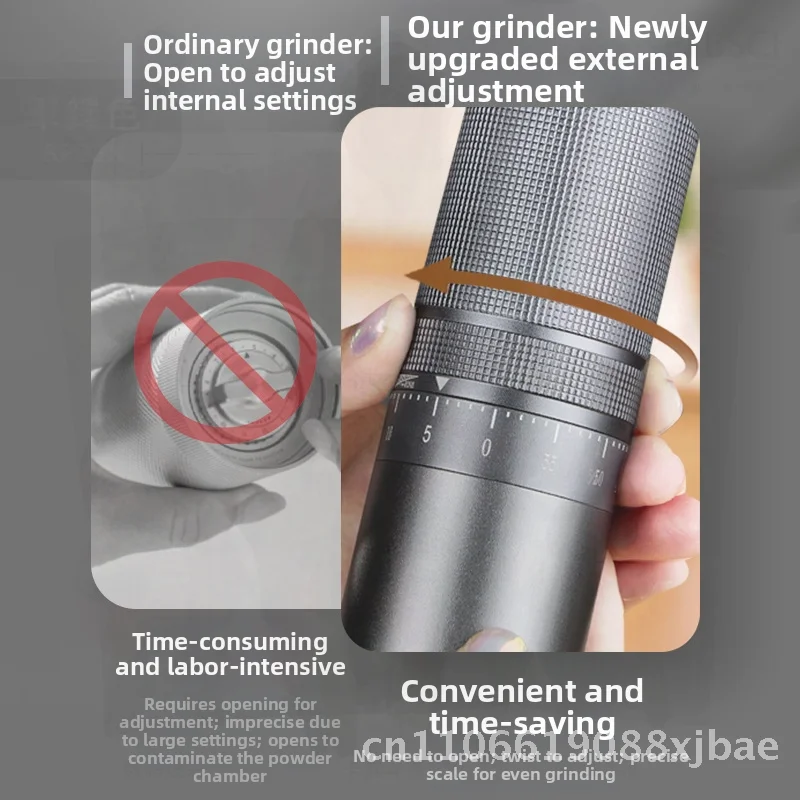 

Портативная мельница для кофейных зерен из нержавеющей стали, внешняя ручная мельница, рейтинг 6/7 звезд, современный минималистичный дизайн для наружного использования