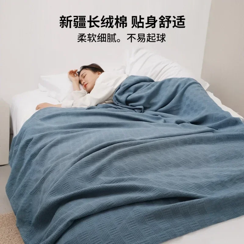 yes100% Cotton Waffle Blanket for Bed Sofa Summer Air Conditioning Throw Blanket Soft Breathable Plaid Bedspread King Queen Size