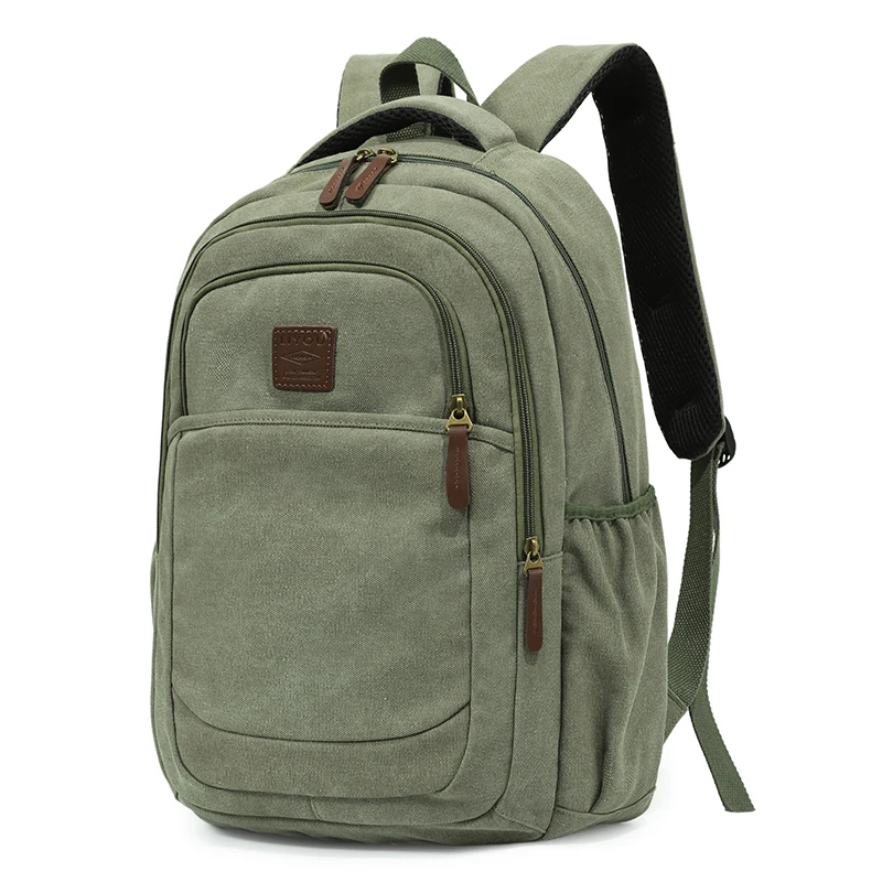 Men Canvas Backpack Male Laptop College Student School Bags for Teenager Vintage Mochila Casual Rucksack Travel Daypack