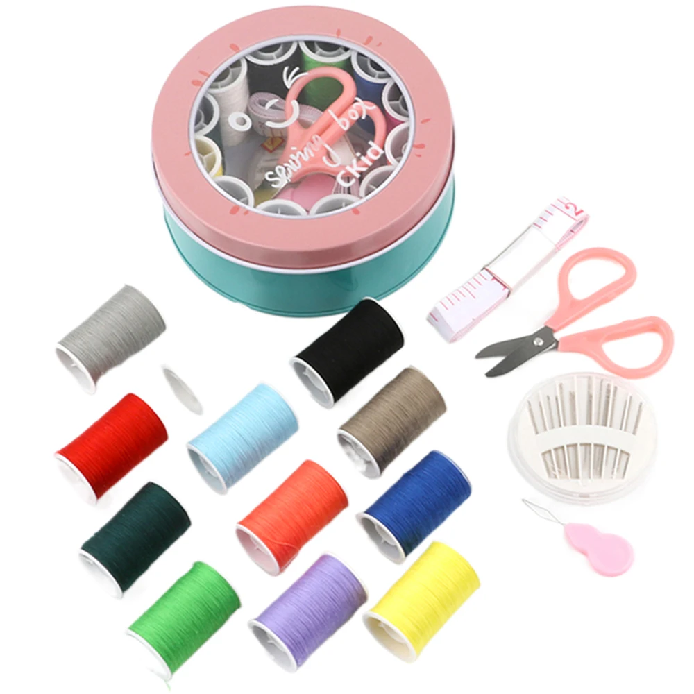 CKid Sewing boxes, Sewing Box Sewing Kit，Round Sewing BasketSewing Kit for Adults Travel Sewing Box