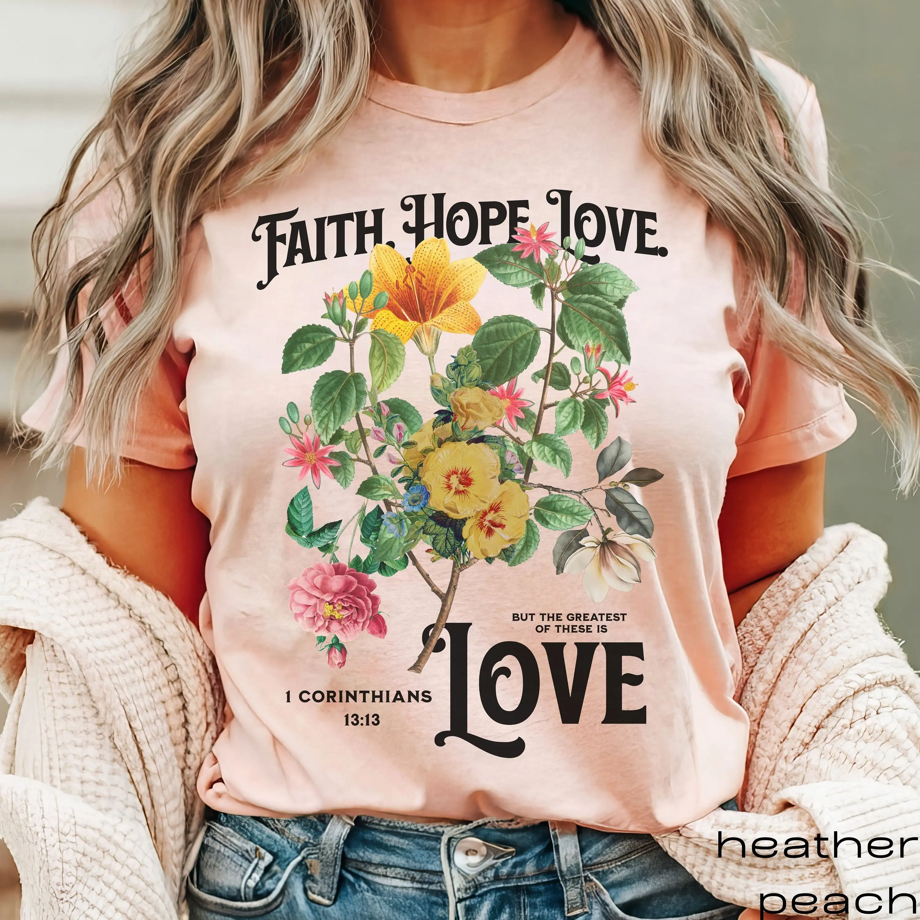 Fé esperança amor 1st corinthians cristão t camisa baseada vintage versículo da bíblia na moda religioso boho jesus vestuário