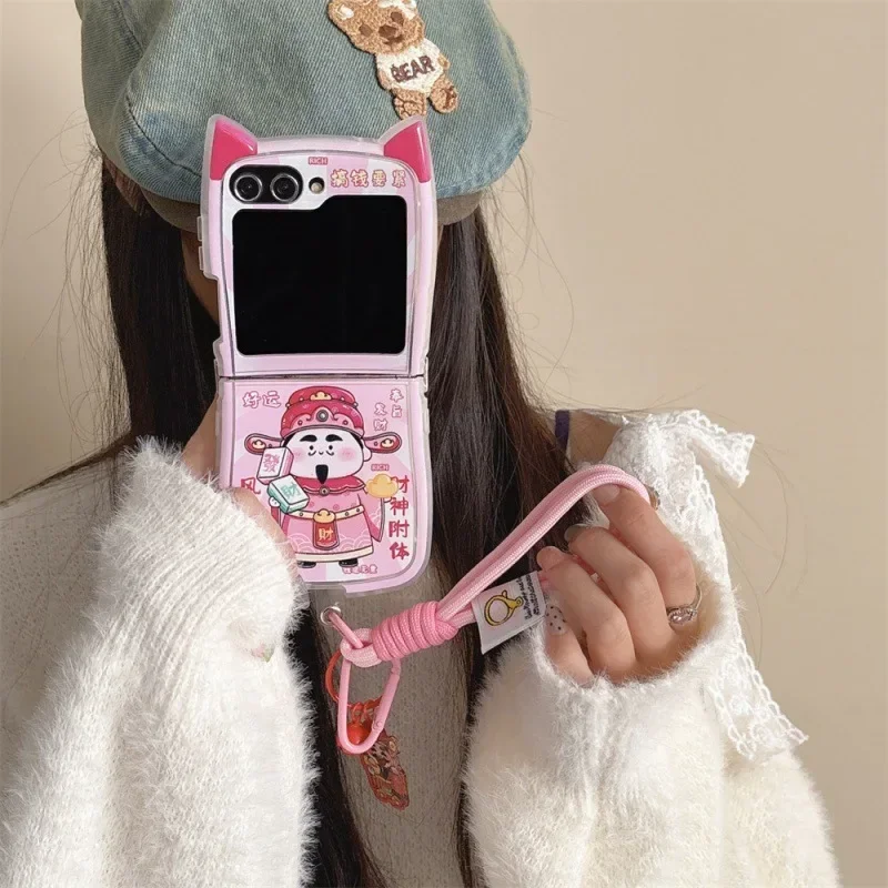 Funda de teléfono God of Wealth para Samsung Galaxy Z Flip 6 5 4 3 funda protectora trasera para ZFlip4 ZFlip5 ZFlip6