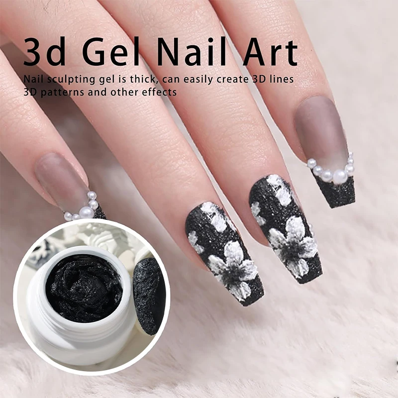 6 Colors Plaster Gel Nail Polish,3D Embossed Sculpting Gypsum Gel UV/LED Nail Art Sand Texture Painting Gel for Manicure DIY view 3