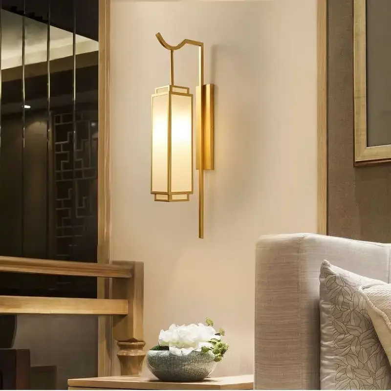 

2026 New Chinese Bedside Lamp Bedroom Wall Lamp Simple Antique Hotel Aisle Lamp Living Room Retro New Chinese Corridor LampDecor
