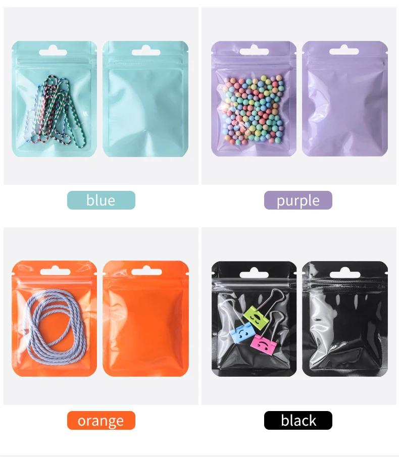 50 Stück holografische, transparente, bunte Kunststoff-Mylar-Beutel, Aufbewahrungsbeutel für Haarschmuck, Warenverpackung, selbstdichtende Beutel – Detail 7
