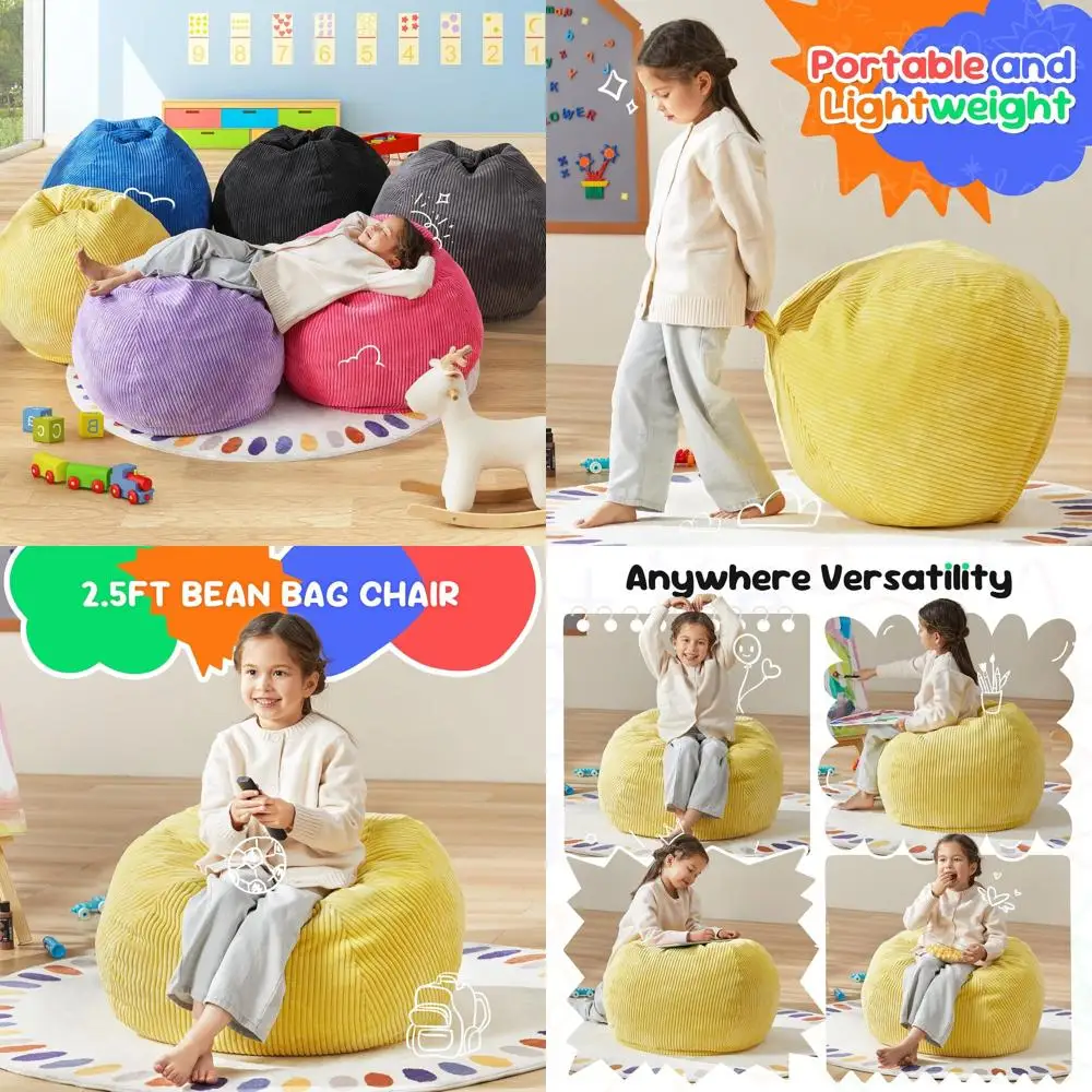 

Компактное желтое кресло-мешок-капля со съемным чехлом и наполнителем для небольших помещений