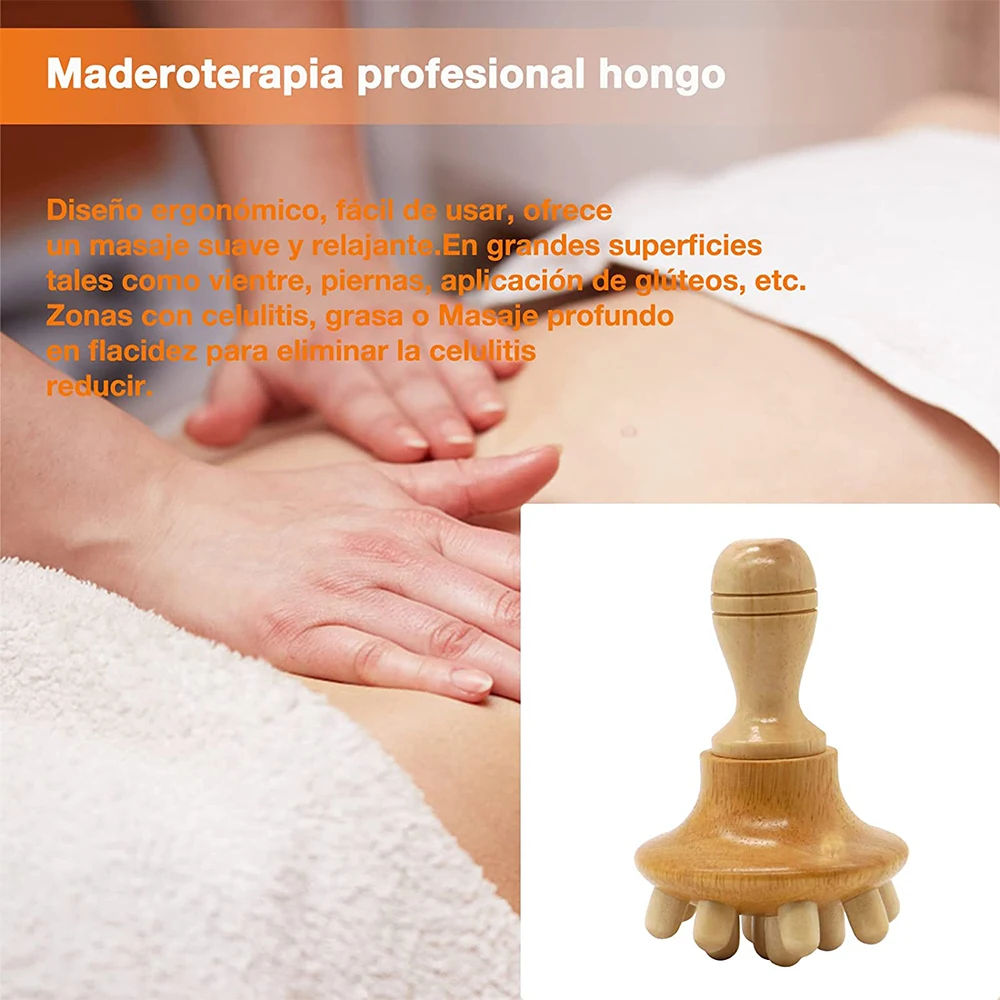 Wooden Mushroom Massager Swedish Cup Wood Therapy Massage Tool - Maderotherapy,Lympahtic Drainage,Anti-Cellulite,Body Sculpting