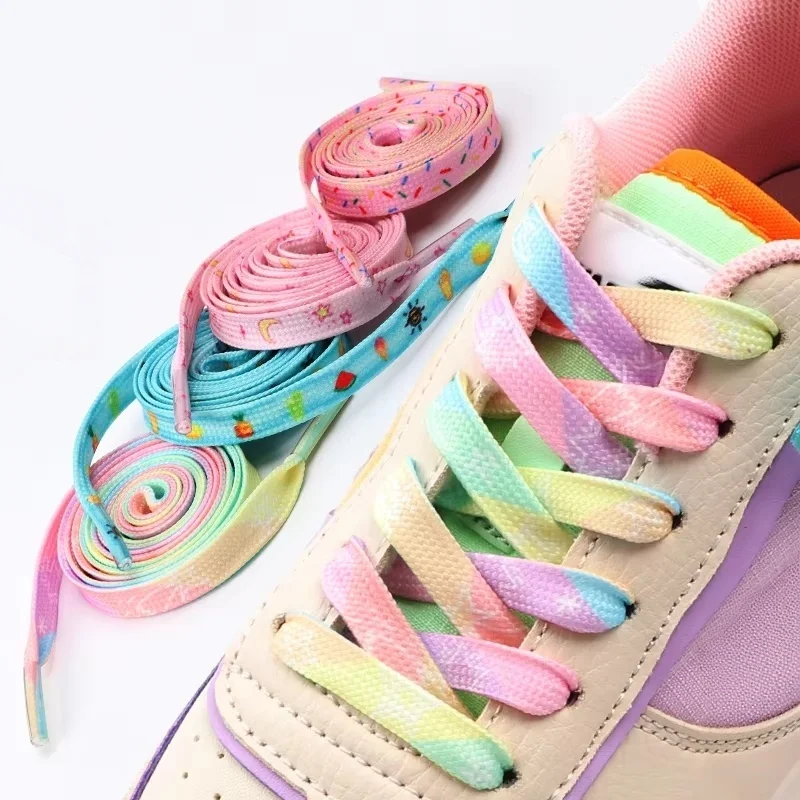 Flat Shoelaces for Sneakers Tennis Shoe Laces Rainbow High Shoelace Printing Pattern Women Man Child Shoe Lace Shoe Accessories