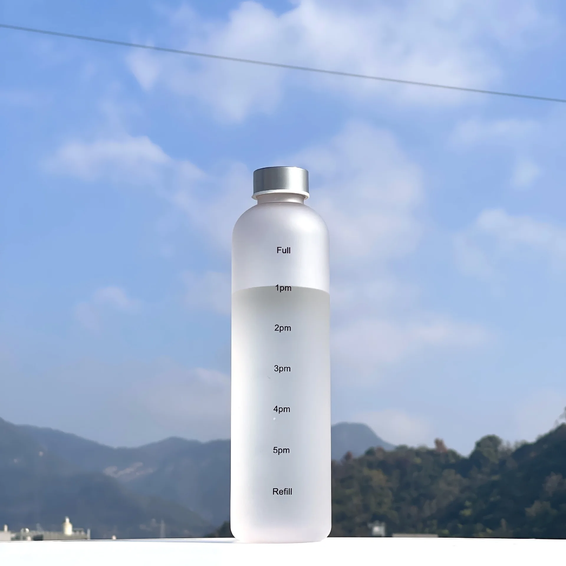 1 l Wasserflasche mit Zeitmarkierung, 32 oz, Fitness, Sport, Outdoor, Reisen, tragbar, auslaufsicher, Trinkgeschirr, BPA-frei, mattierte Trinkflaschen – Detail 19