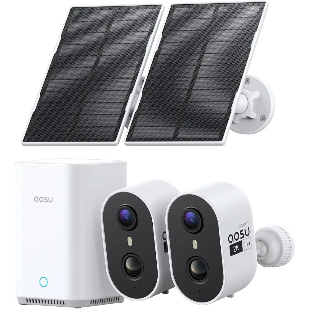 Outdoor 2K Security Cameras: PIR + AI Det., Night Vis., Local Storage, Easy Setup, No Subs, 2-Pack