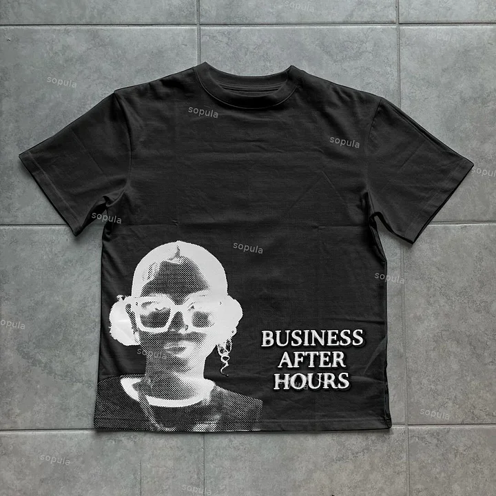 Street Business After Hours Grafica T-shirt casual a maniche corte da uomo Y2K cotone vintage maglietta oversize streetwear donna top