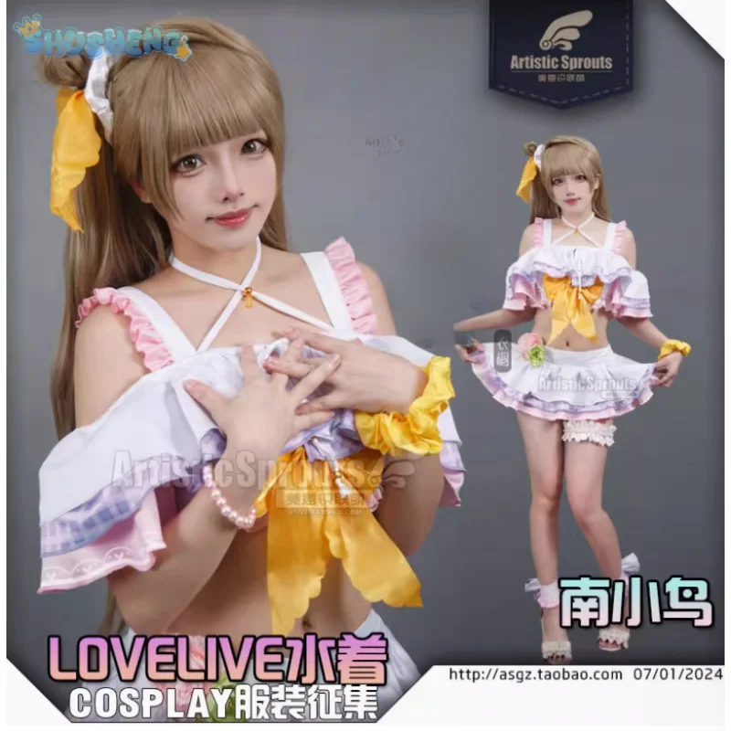 

Anime LoveLive! Kotori Minami Cosplay Costume Women Halloween Party Sweet Top Skirt Headwear Set Summer Vacation Beach Swimsuit