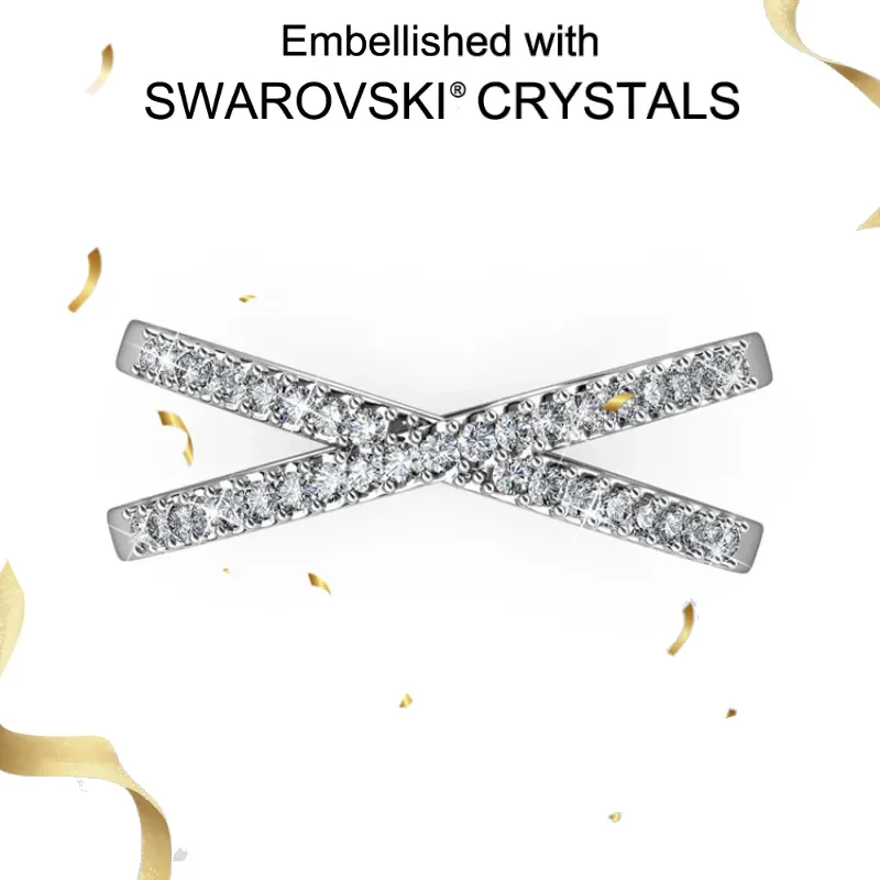 

Daisini 925 Sterling Silver Cross Swarovski Crystals Rings for Women Fashon Finger Accessory Wedding Bands Statement Jewelry