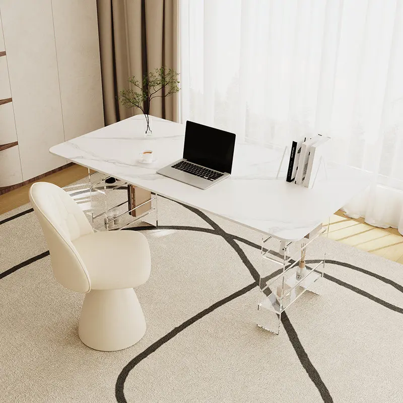 Nordic High-end Sintered Stone Desk Modern Design Balcony Floating Acrylic Office Desk Bedroom Furniture Zwevend Bureau FYFD view 2