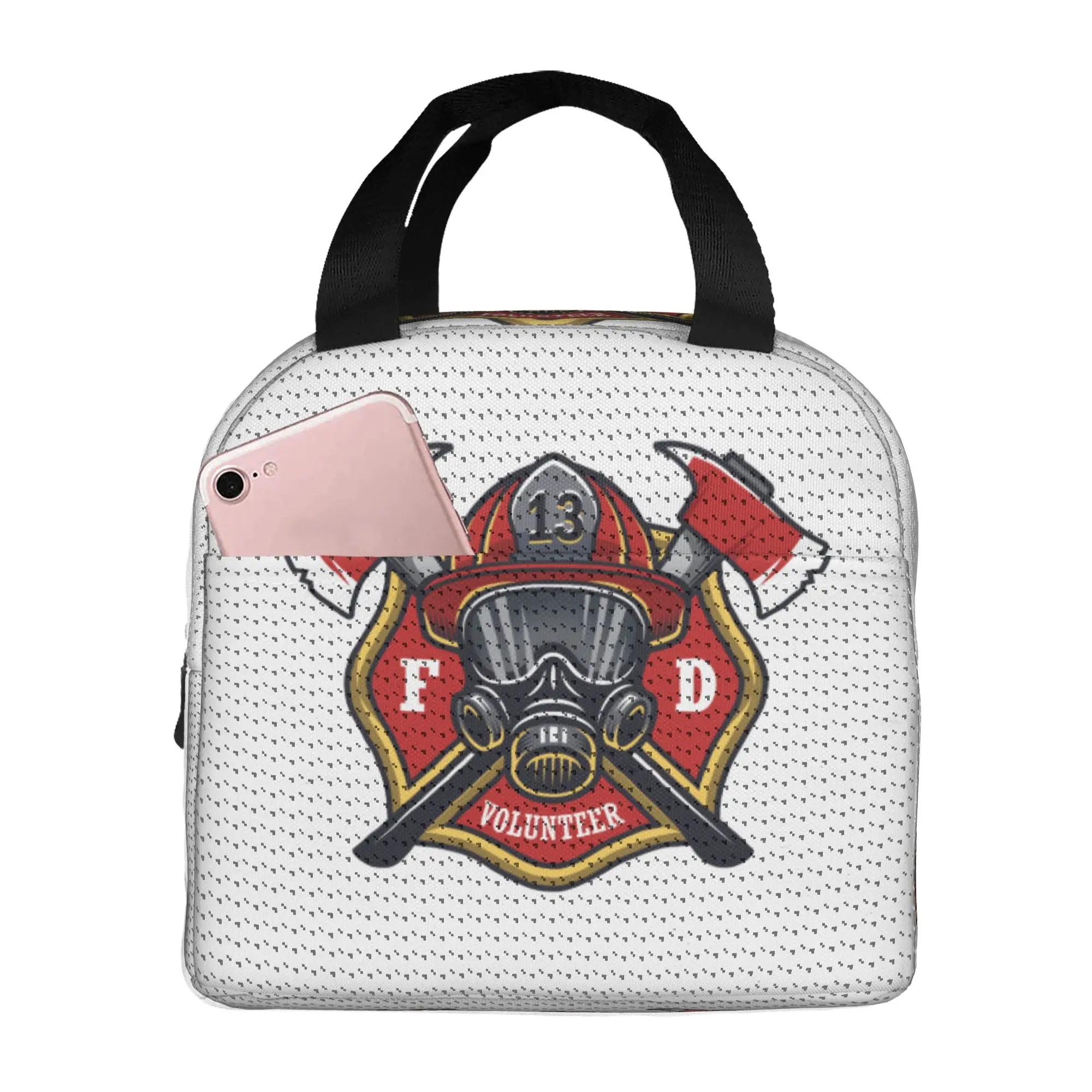 Firefighter Skull Insulated Lunch Bag for Outdoor Picnic Fireman Fire Rescue Leakproof Cooler Thermal Lunch Box Women Men