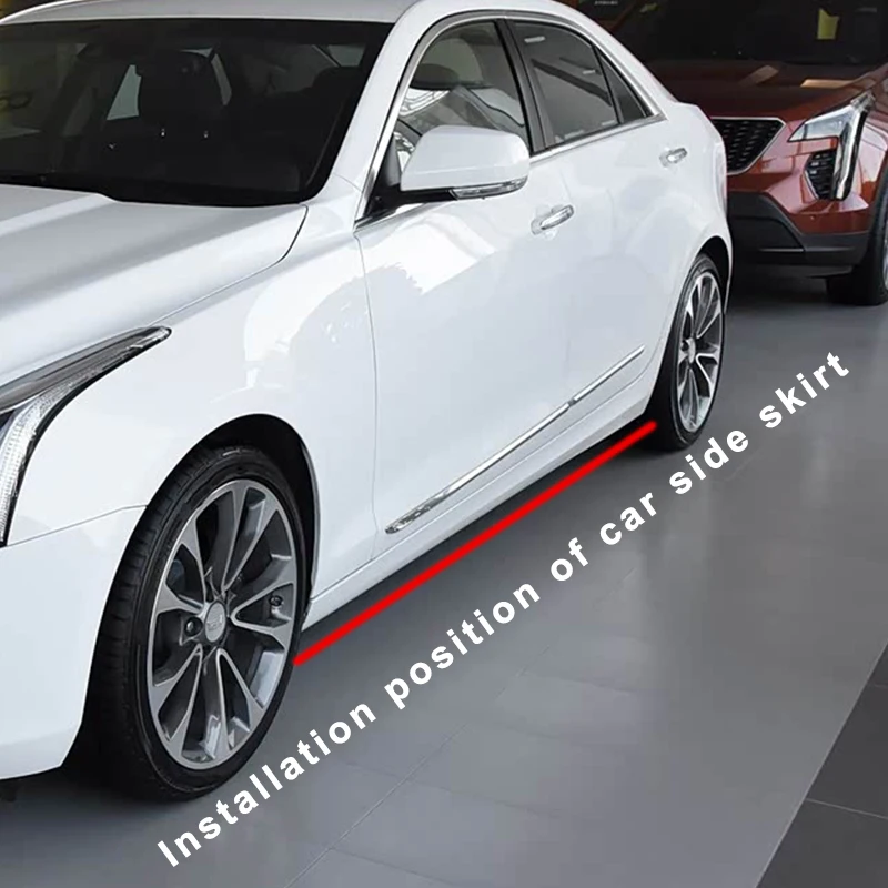 

Car Side Skirts Extensions Bumper Door Lip Splitters Winglet 107CM Carbon Look Accessories ABS For Cadillac ATS-L 2014-2017 2016