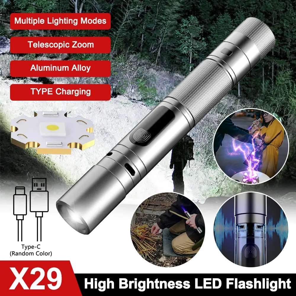 X29 10W white laser 330 lumens multifunctional flashlight alarm buzzer, rear ignition