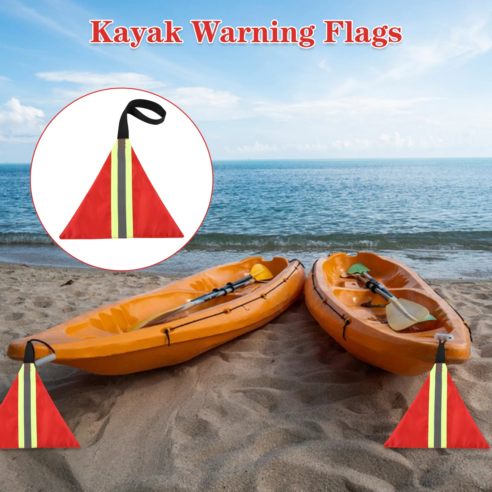 4pcs Safety Reflective Flags Kayak Warning Flags with Webbing for Kayak Canoe SUP