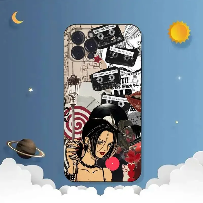 Anime Nana Osaki Cool Girl Phone Case For iPhone 11 12 Mini 13 14 15 PRO XS MAX X XR 6 7 8 Plus Black Shell