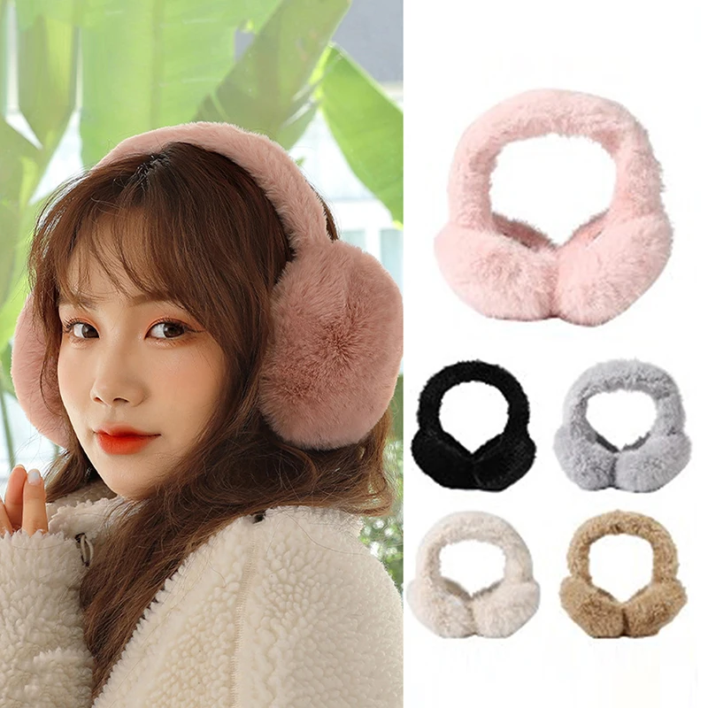 Solid Color Soft Ear Keep Warmer Winter Earmuffs For Women Men Fashion Outdoor Ear Flap Versatile Folding Protection Ear Cover